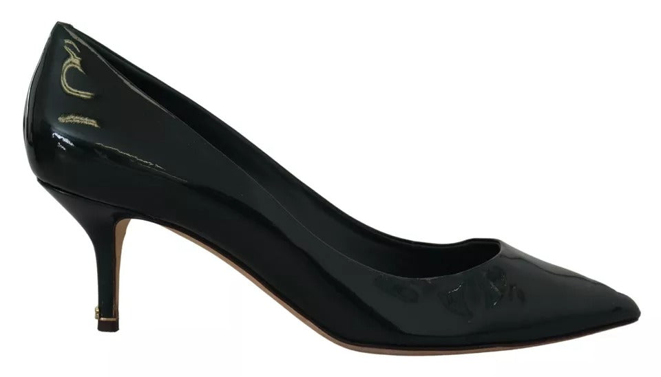 Dolce & Gabbana Green Kitten Heels Pumps Patent Leather Shoes