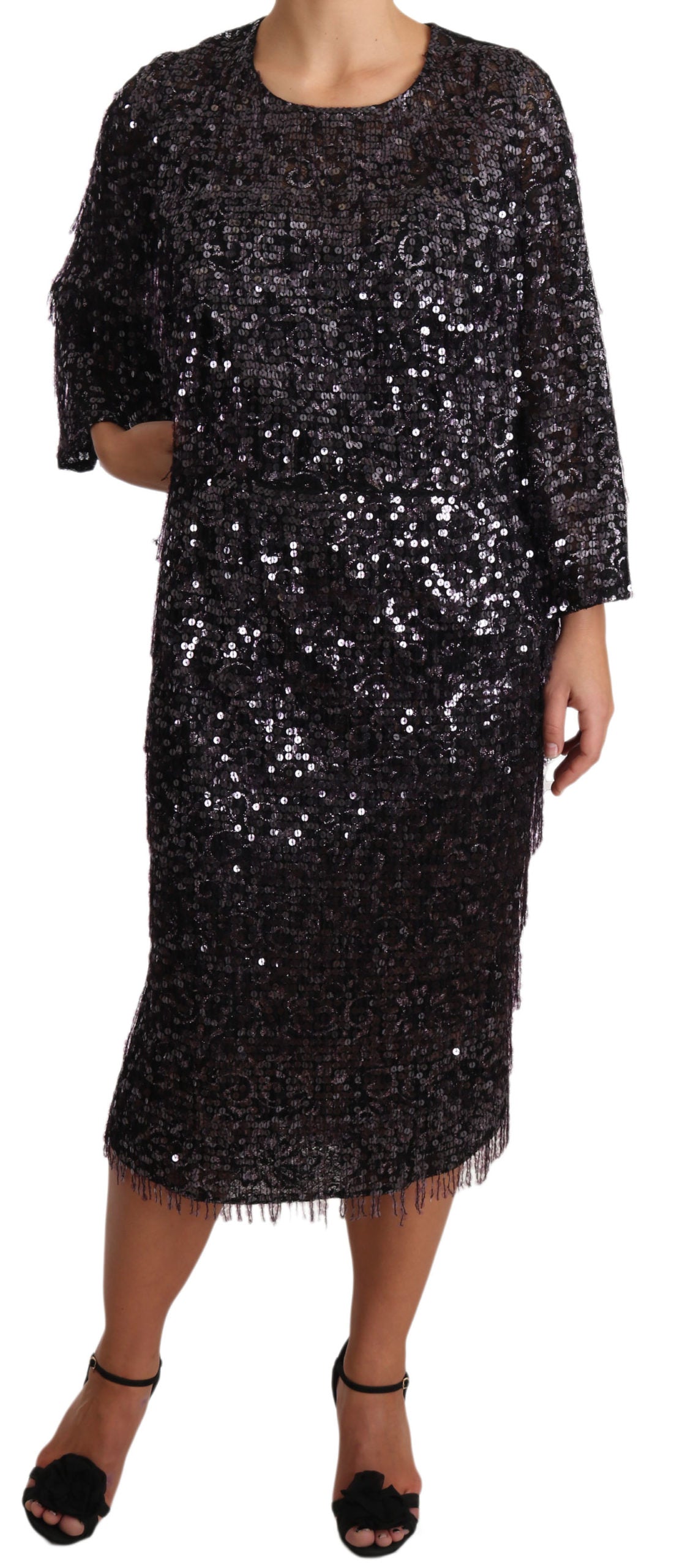 Dolce & Gabbana Sequined Shift Midi Dress – Timeless Elegance