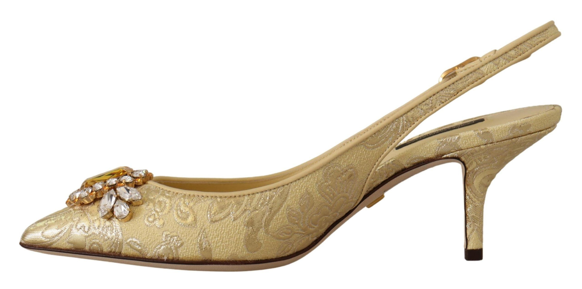 Dolce & Gabbana Gleaming Gold Crystal Slingback Heels