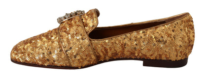 Dolce & Gabbana Elegant Gold Sequin Crystal Flats