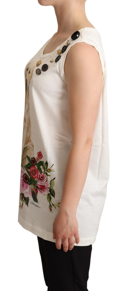 Dolce & Gabbana Chic Canine Floral Sleeveless Tank