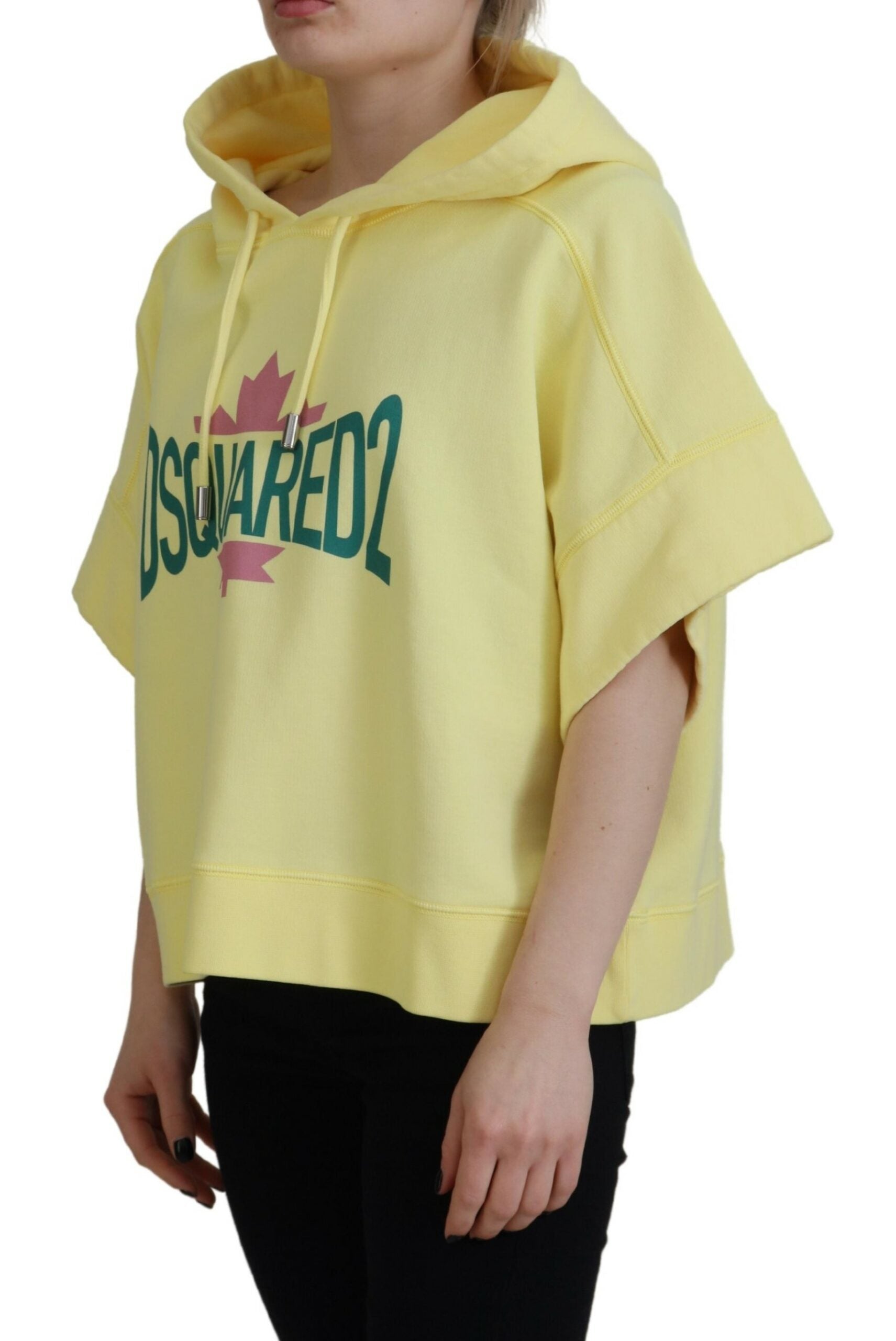 Dsquared² Yellow Logo Print Cotton Hoodie Sweatshirt Sweater