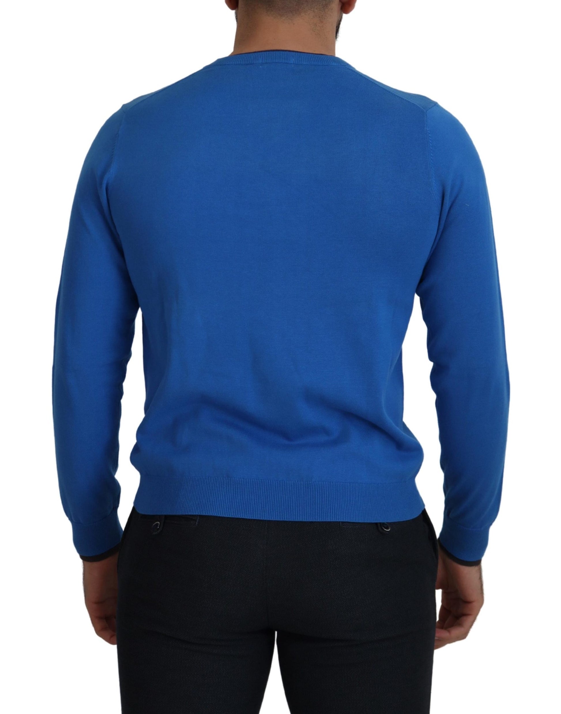 Sun68 Chic Blue Cotton Pullover Sweater