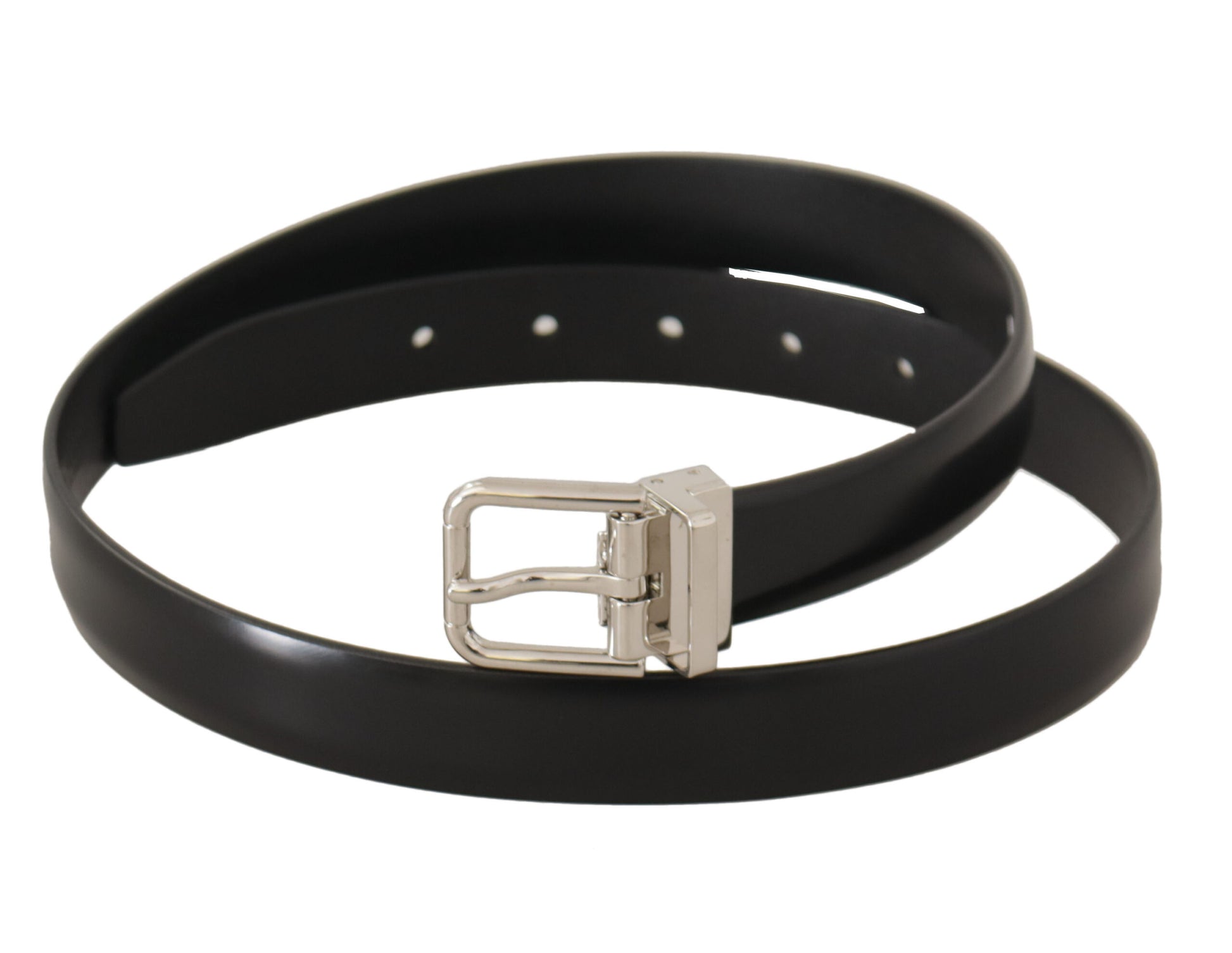 Dolce & Gabbana Elegant Black Leather Belt with Metal Buckle