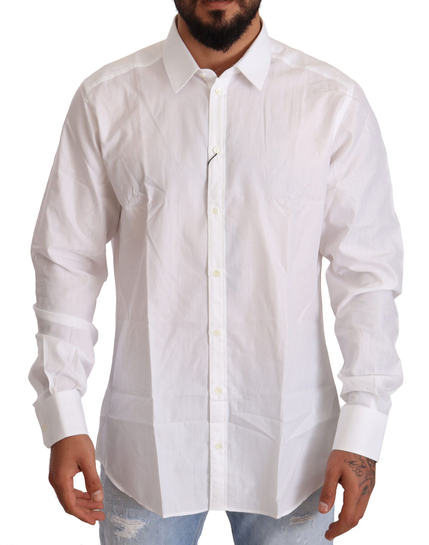 Dolce & Gabbana Elegant White Martini Fit Shirt