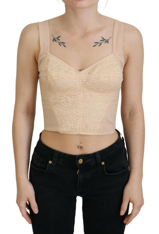 Dolce & Gabbana Elegant Beige Bustier Corset Top