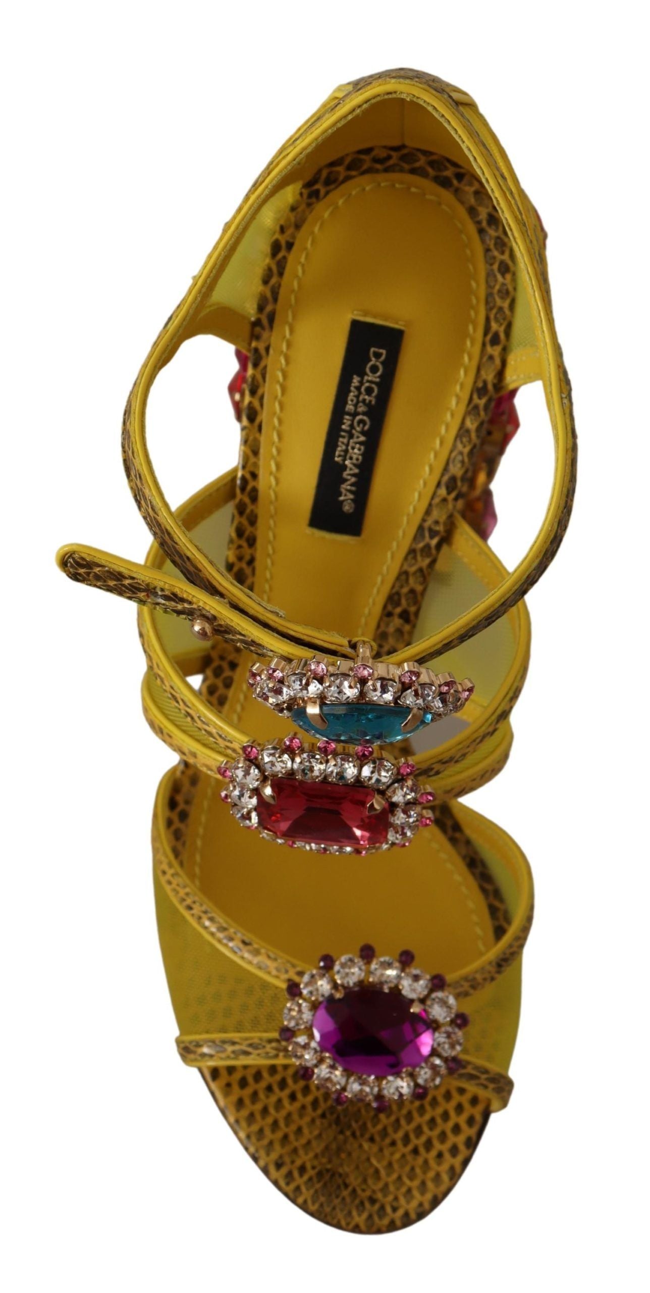 Dolce & Gabbana Stunning Crystal-Embellished Yellow Leather Sandals