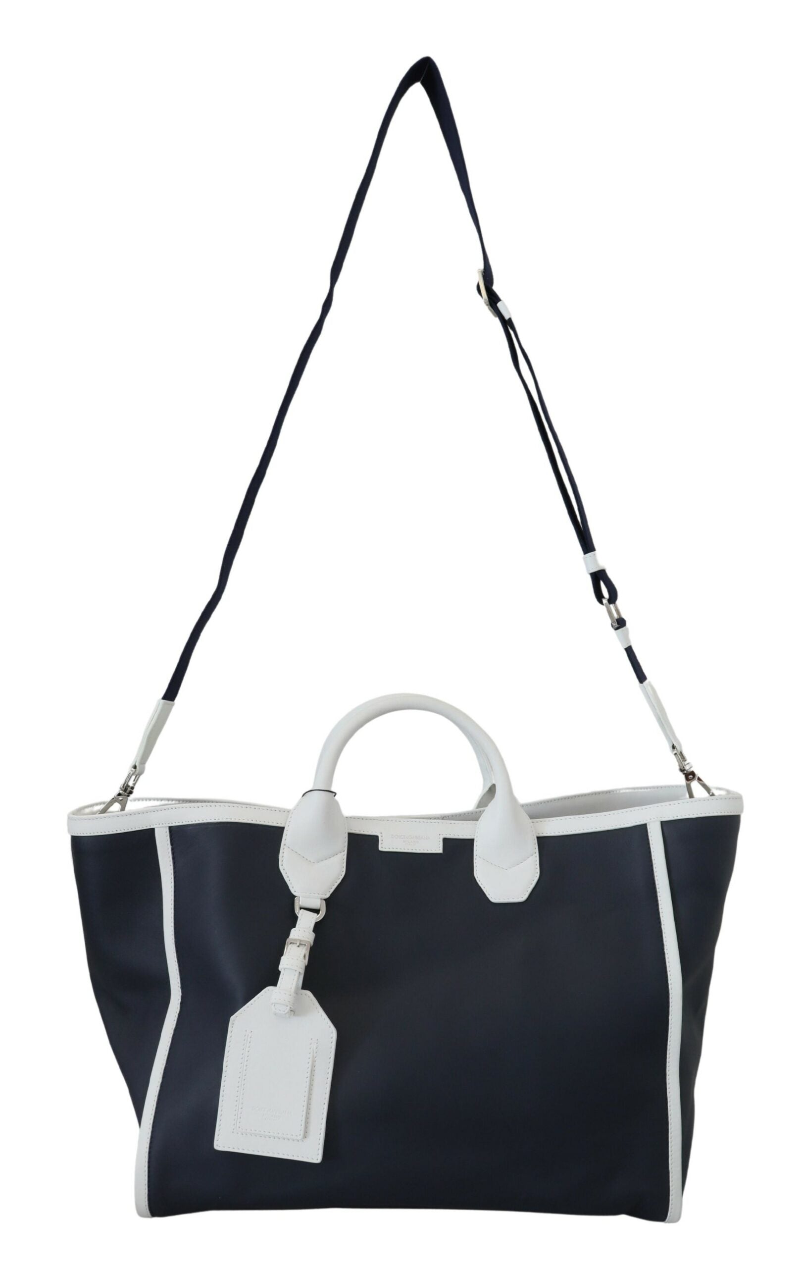 Dolce & Gabbana Elegant Two-Tone Leather Shopper Tote