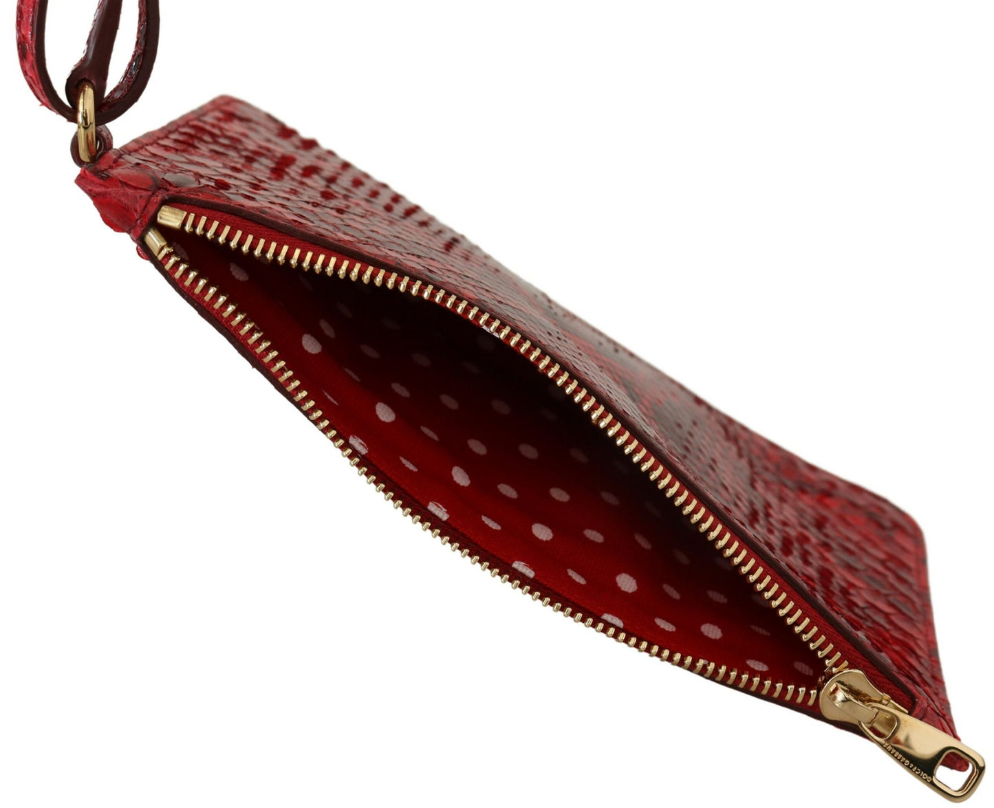 Dolce & Gabbana Elegant Red Leather Ayers Snake Clutch