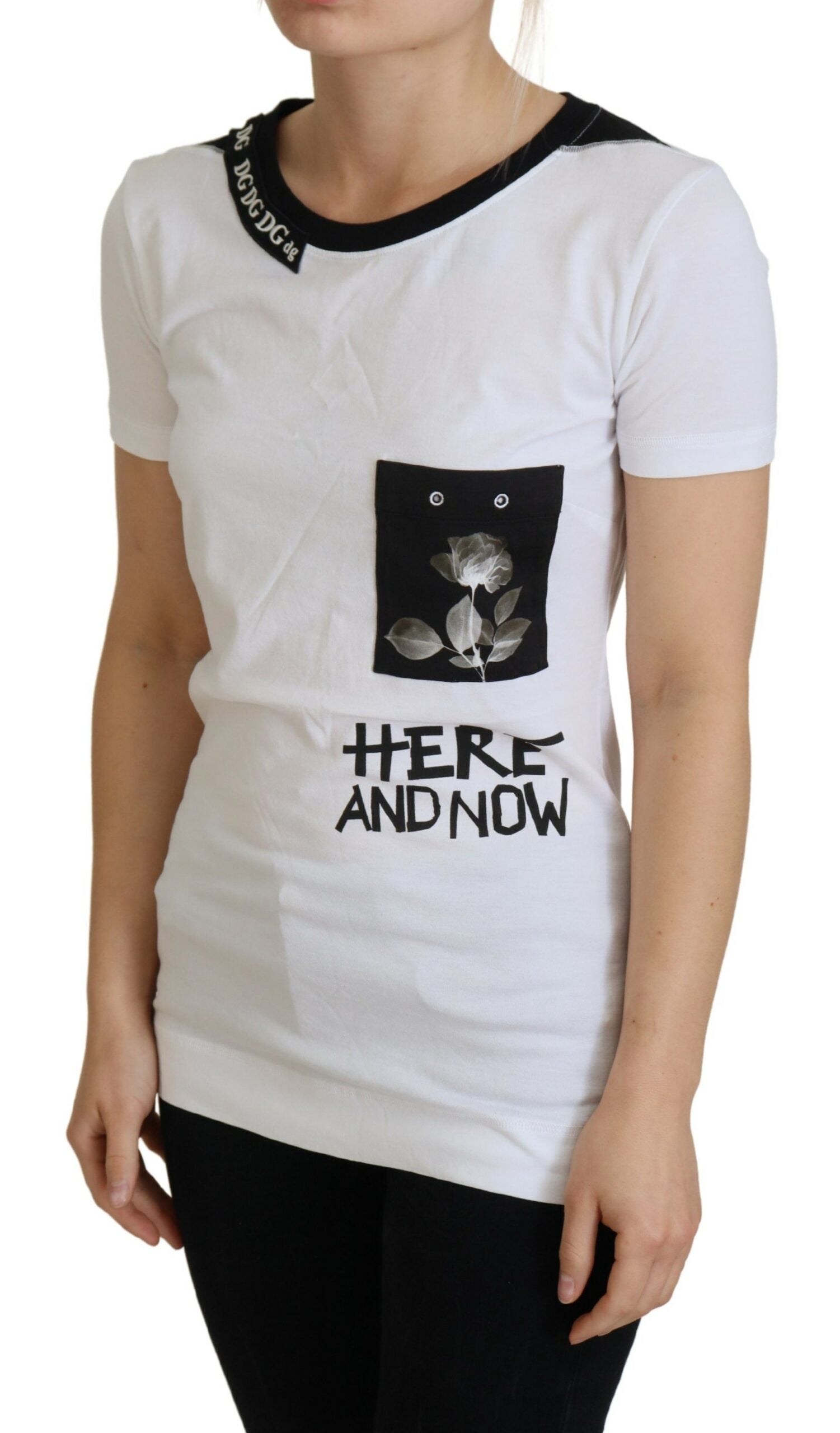 Dolce & Gabbana Chic Monochrome 'Here and Now' Cotton Tee