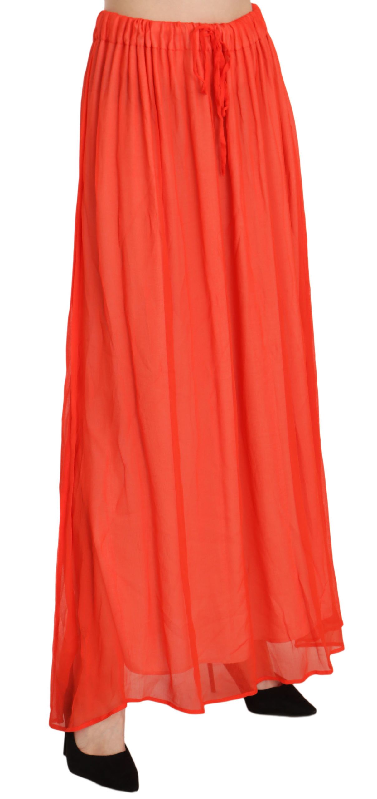 Jucca Elegant Orange Pleated Maxi Skirt