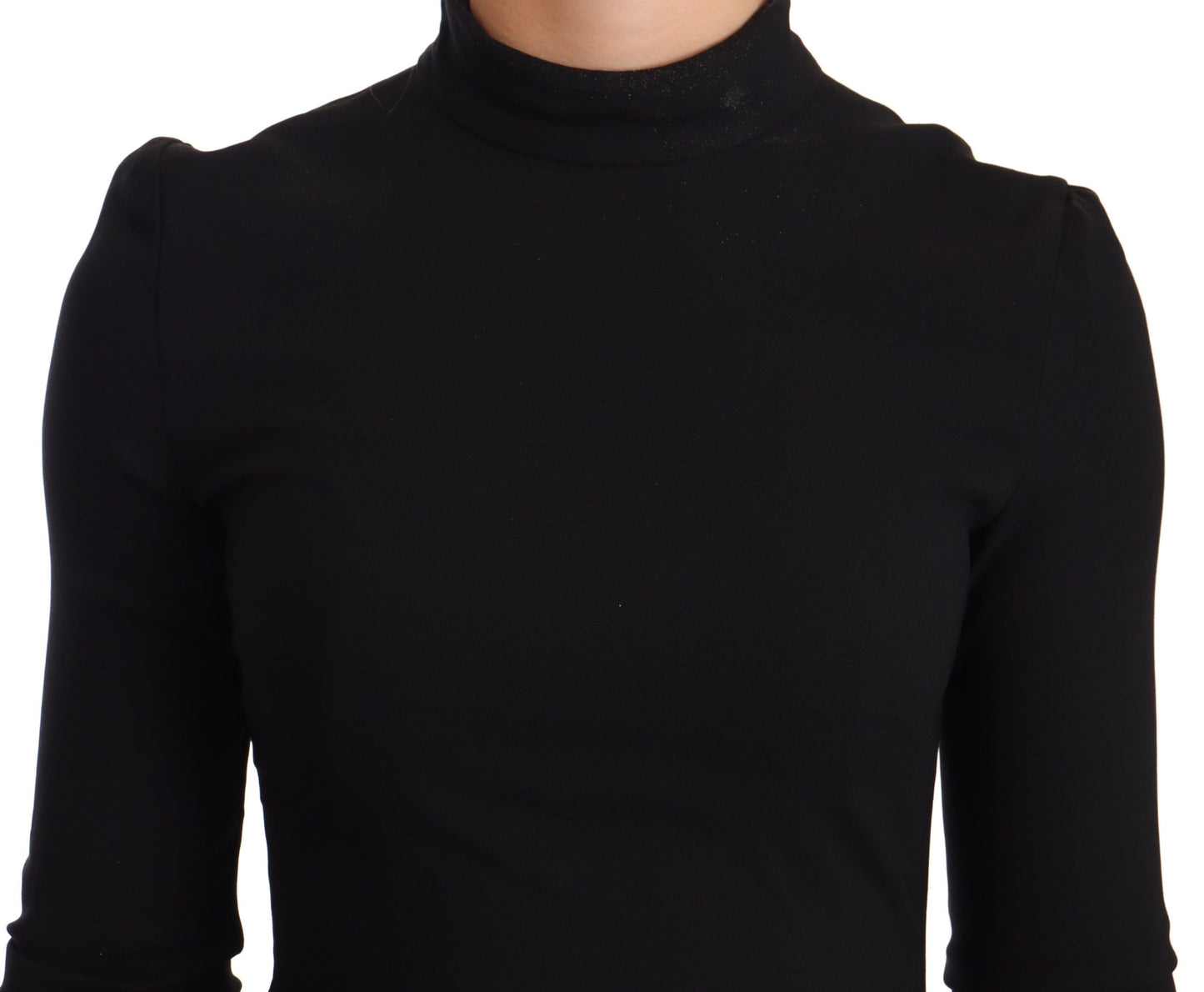 Dolce & Gabbana Elegant Black Turtleneck Sheath Dress