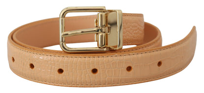 Dolce & Gabbana Beige Exotic Leather Gold Metal Buckle Belt