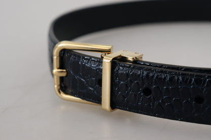 Dolce & Gabbana Black Exotic Leather Gold Metal Buckle Belt