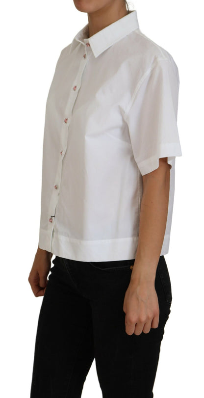 Dolce & Gabbana Elegant White Cotton Button-Up Blouse