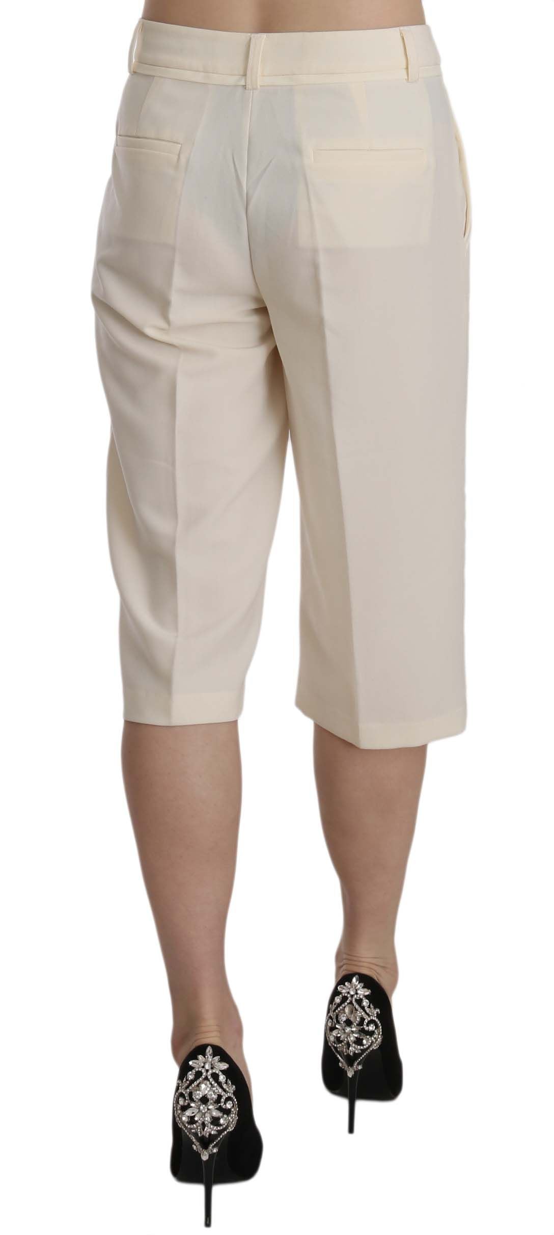 Silvian Heach Elegant Straight Cropped Pants in Cream