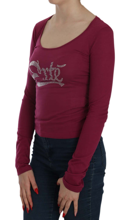 Exte Fuchsia Crystal Embellished U-Neck Blouse