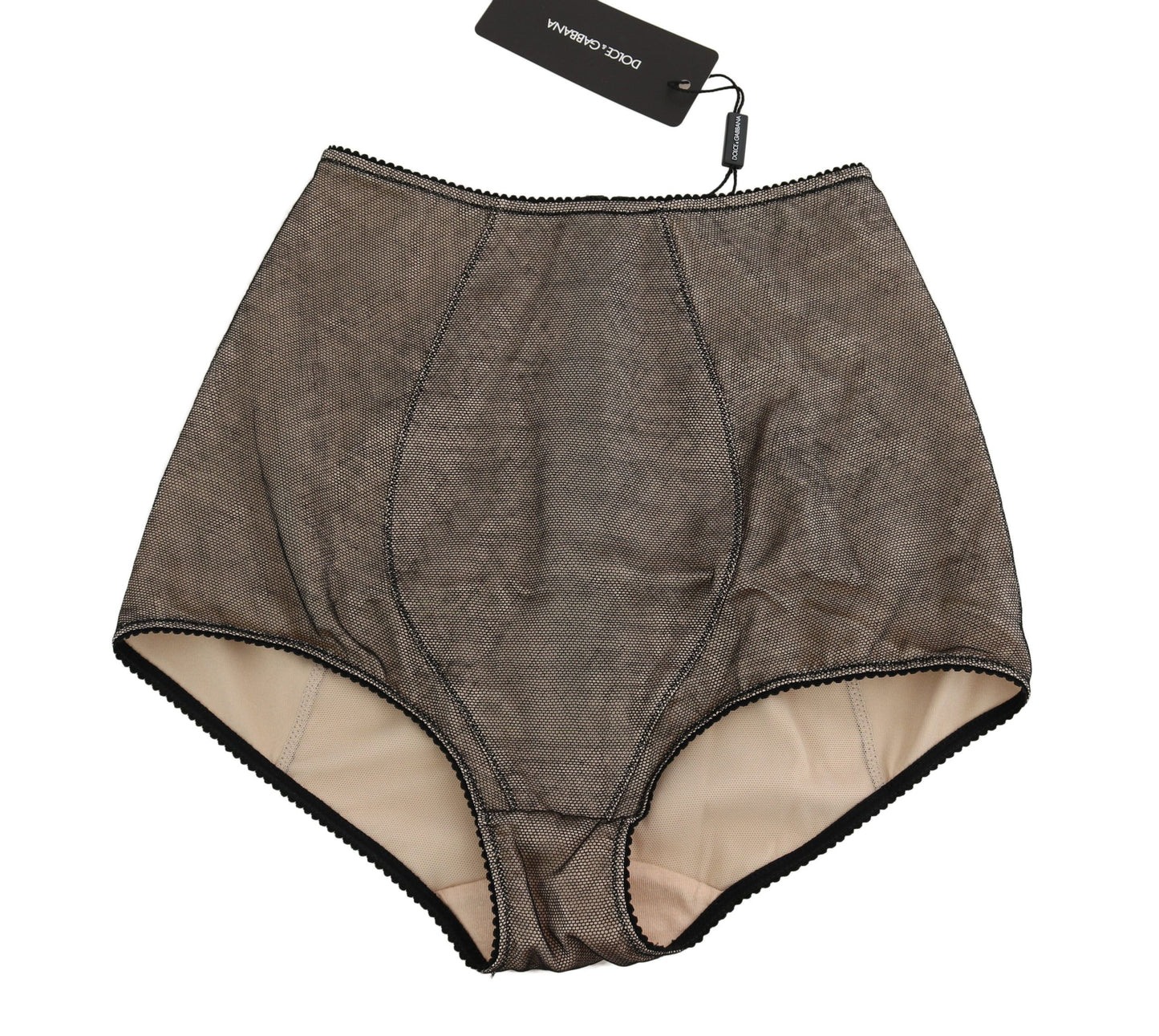 Dolce & Gabbana Beige Black Net Cotton Blend Chic Underwear