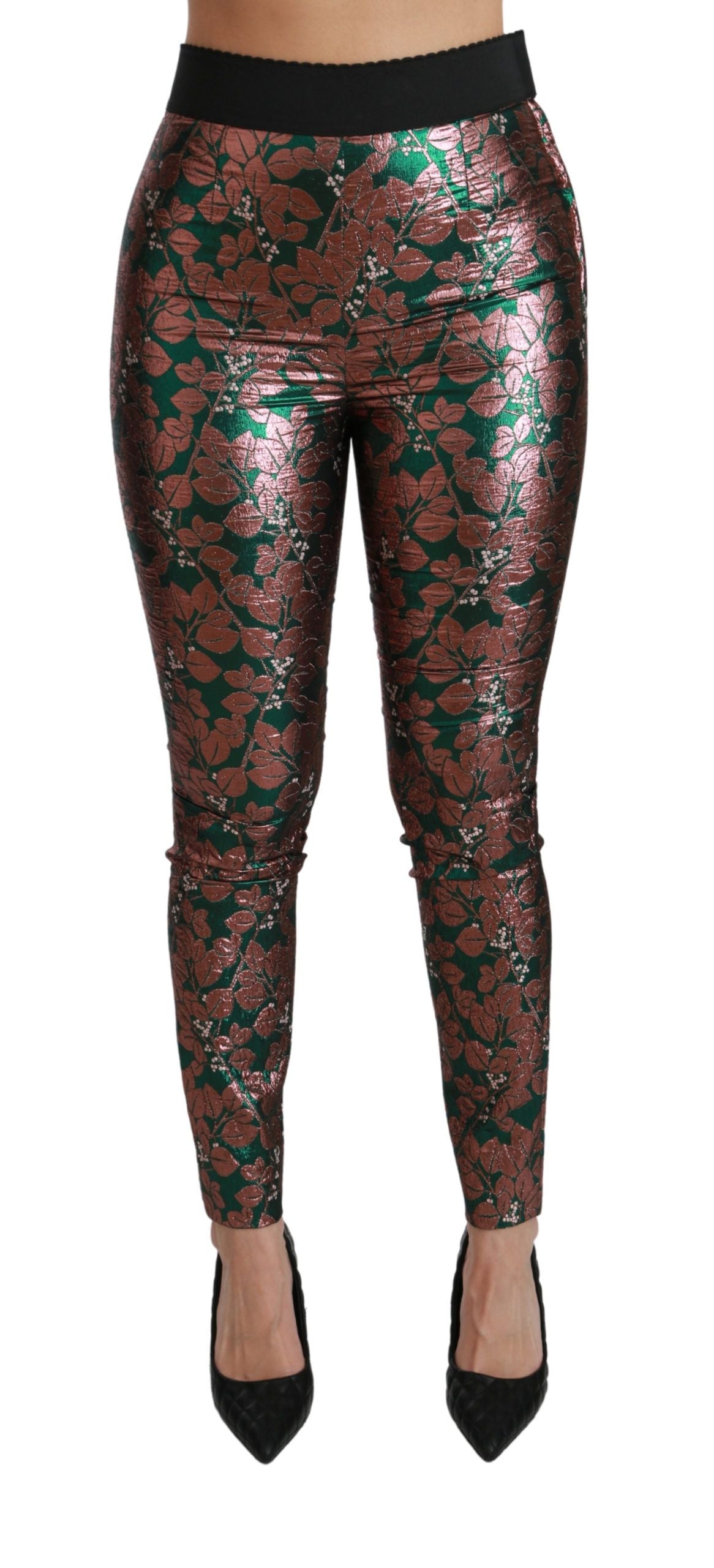 Dolce & Gabbana Elegant Bronze Leaf Metallic Trousers