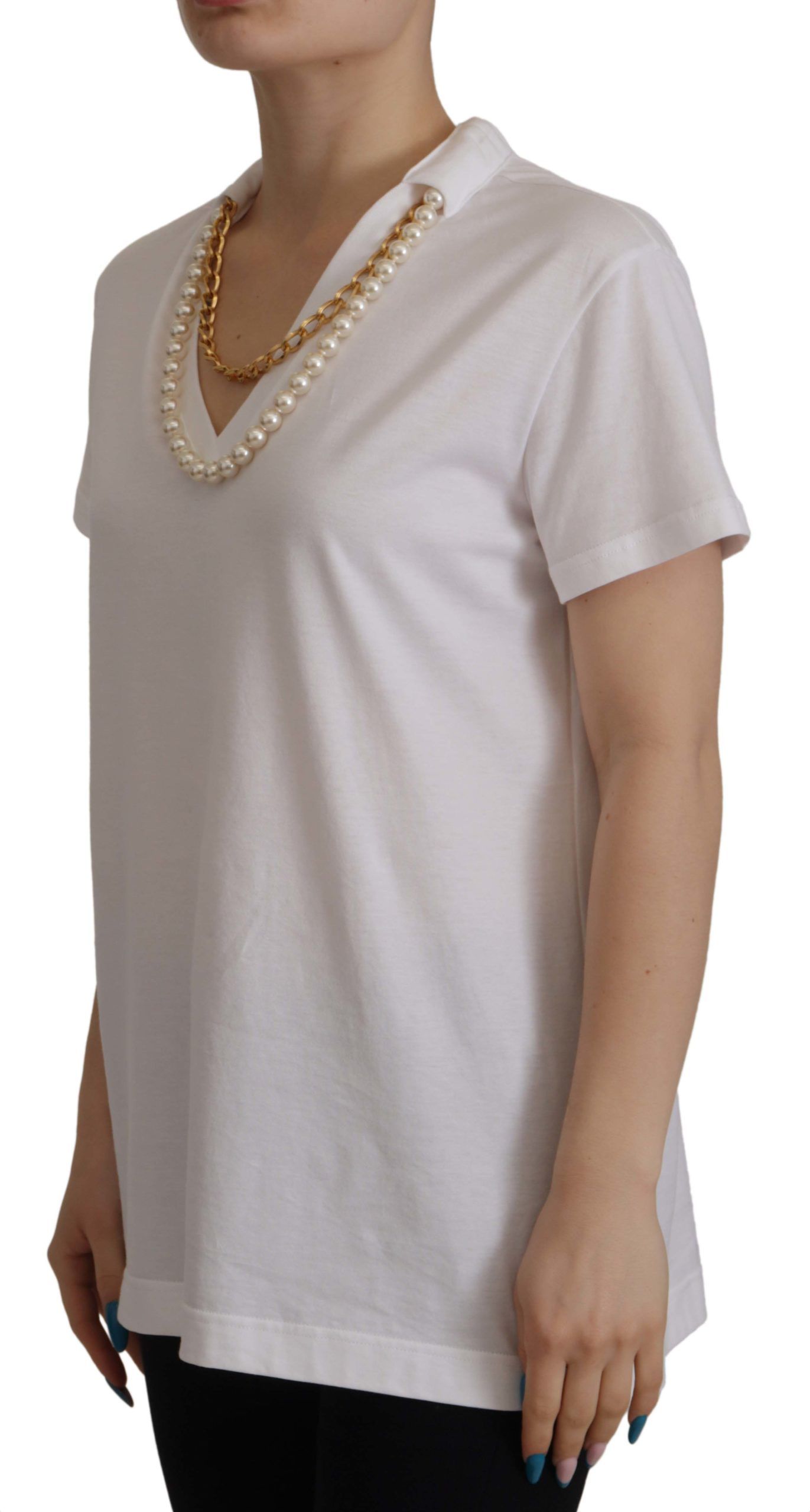 Dolce & Gabbana Stunning V-Neckline Logo Embellished Tee