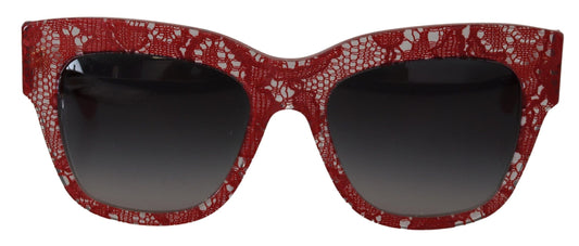 Dolce & Gabbana Elegant Lace-Infused Red Sunglasses