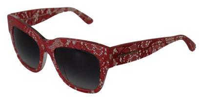 Dolce & Gabbana Elegant Lace-Infused Red Sunglasses