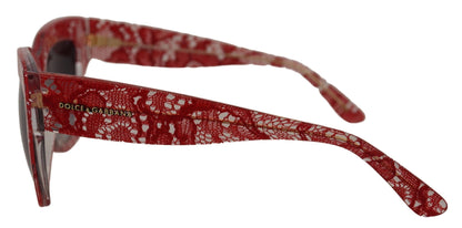 Dolce & Gabbana Elegant Lace-Infused Red Sunglasses