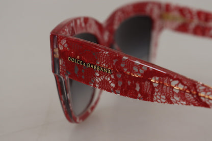 Dolce & Gabbana Elegant Lace-Infused Red Sunglasses