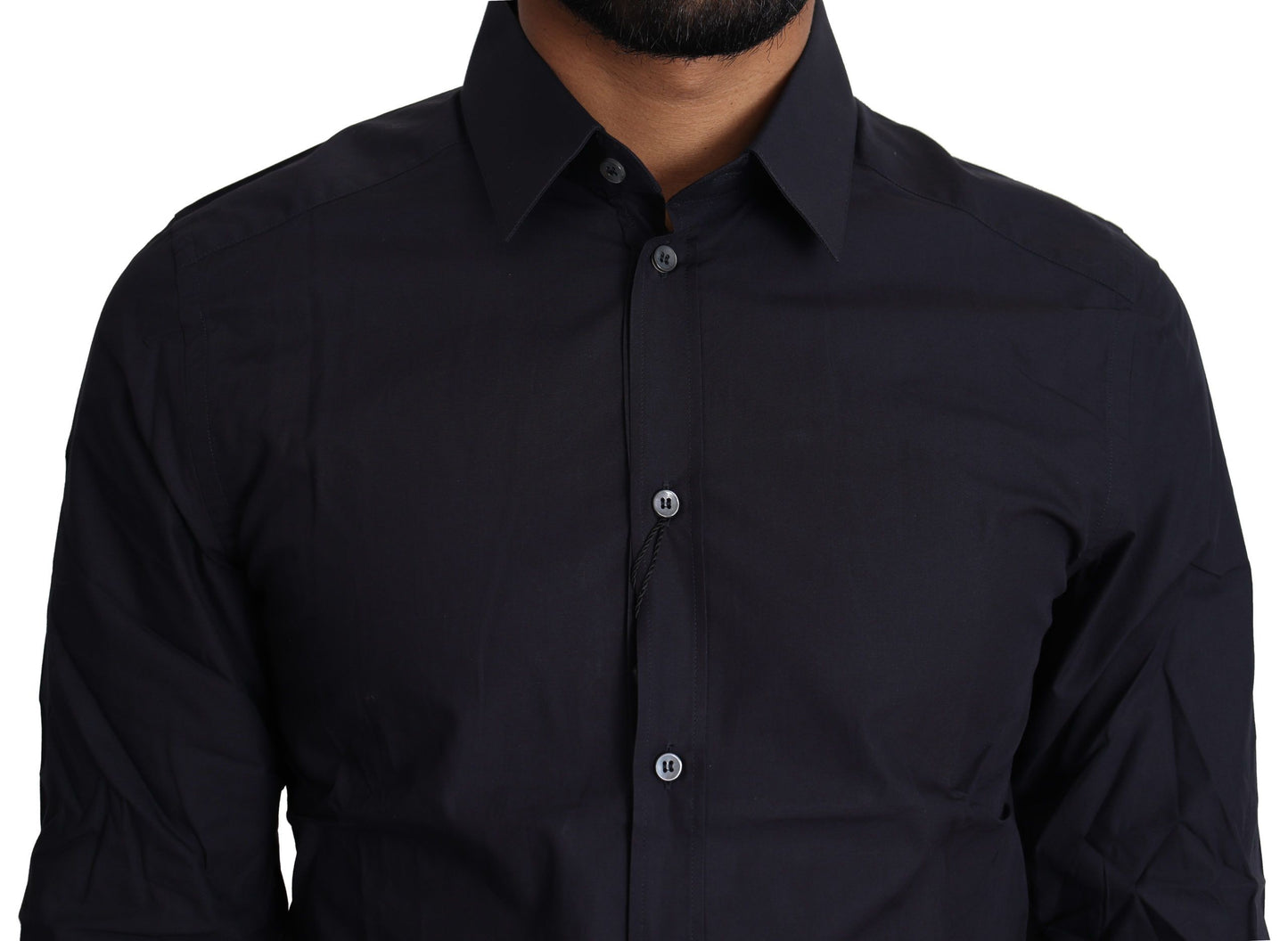 Dolce & Gabbana Navy Blue Slim Fit Gold Series Dress Shirt