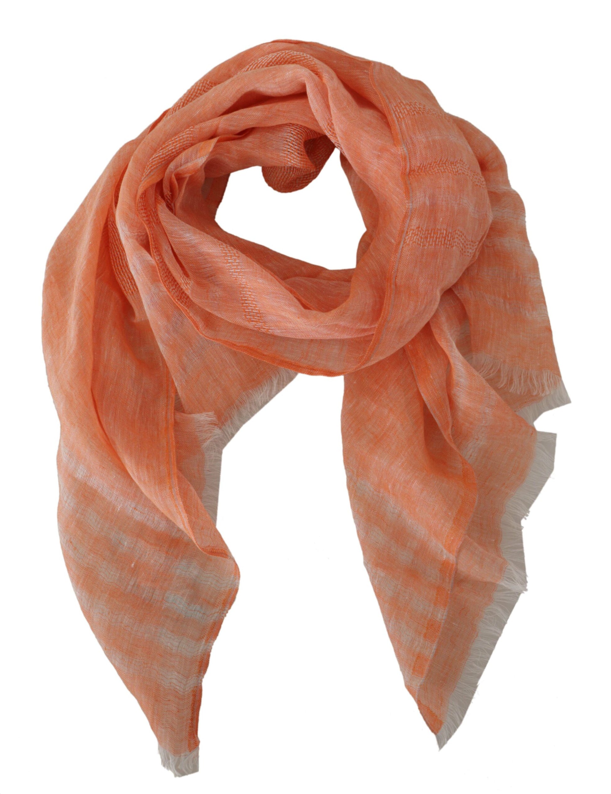 Malo Elegant Orange Linen Shawl Wrap Scarf