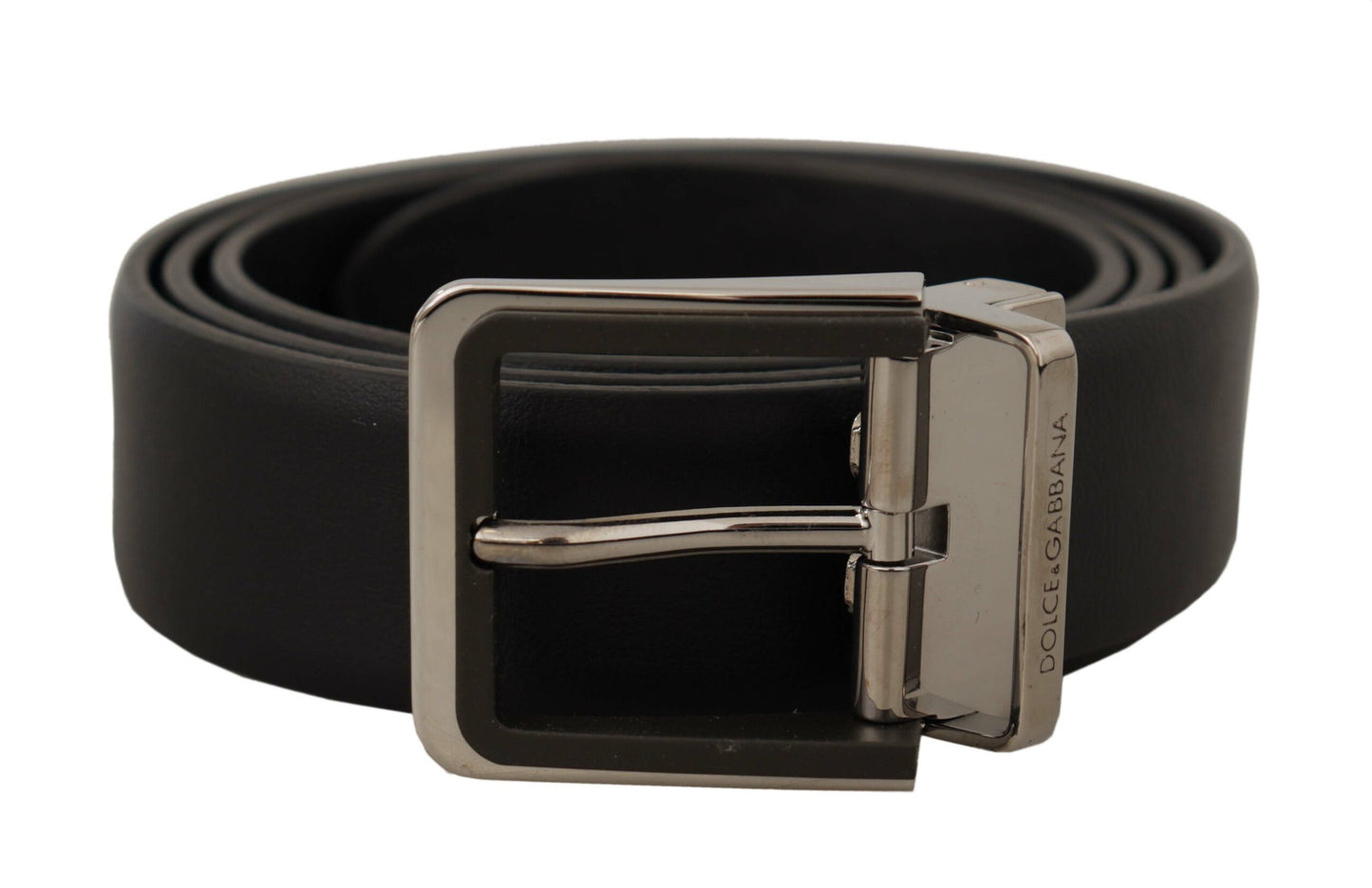 Dolce & Gabbana Elegant Black Leather Belt with Metal Buckle