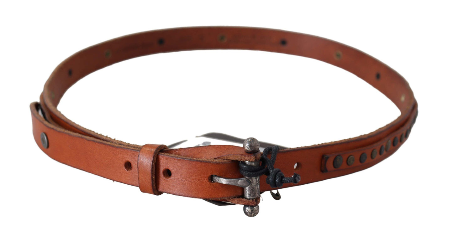 Scervino Street Elegant Leather Waist Belt in Brown