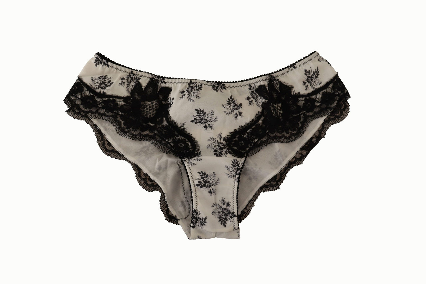 Dolce & Gabbana Elegant White Lace Silk Briefs