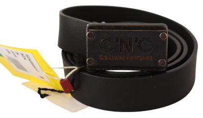 Costume National Elegant Black Leather Waist Belt