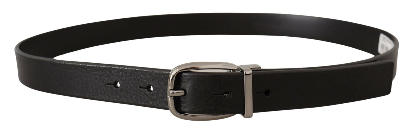 Dolce & Gabbana Elegant Black Leather Belt with Metal Buckle