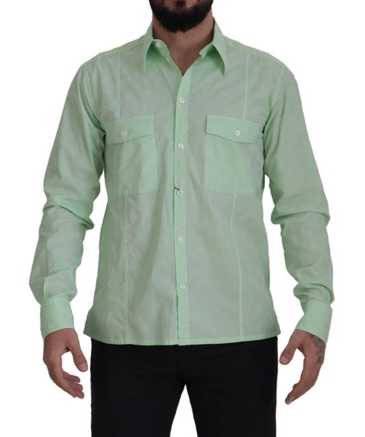 Dolce & Gabbana Mint Green Slim Fit Casual Button-Down Shirt