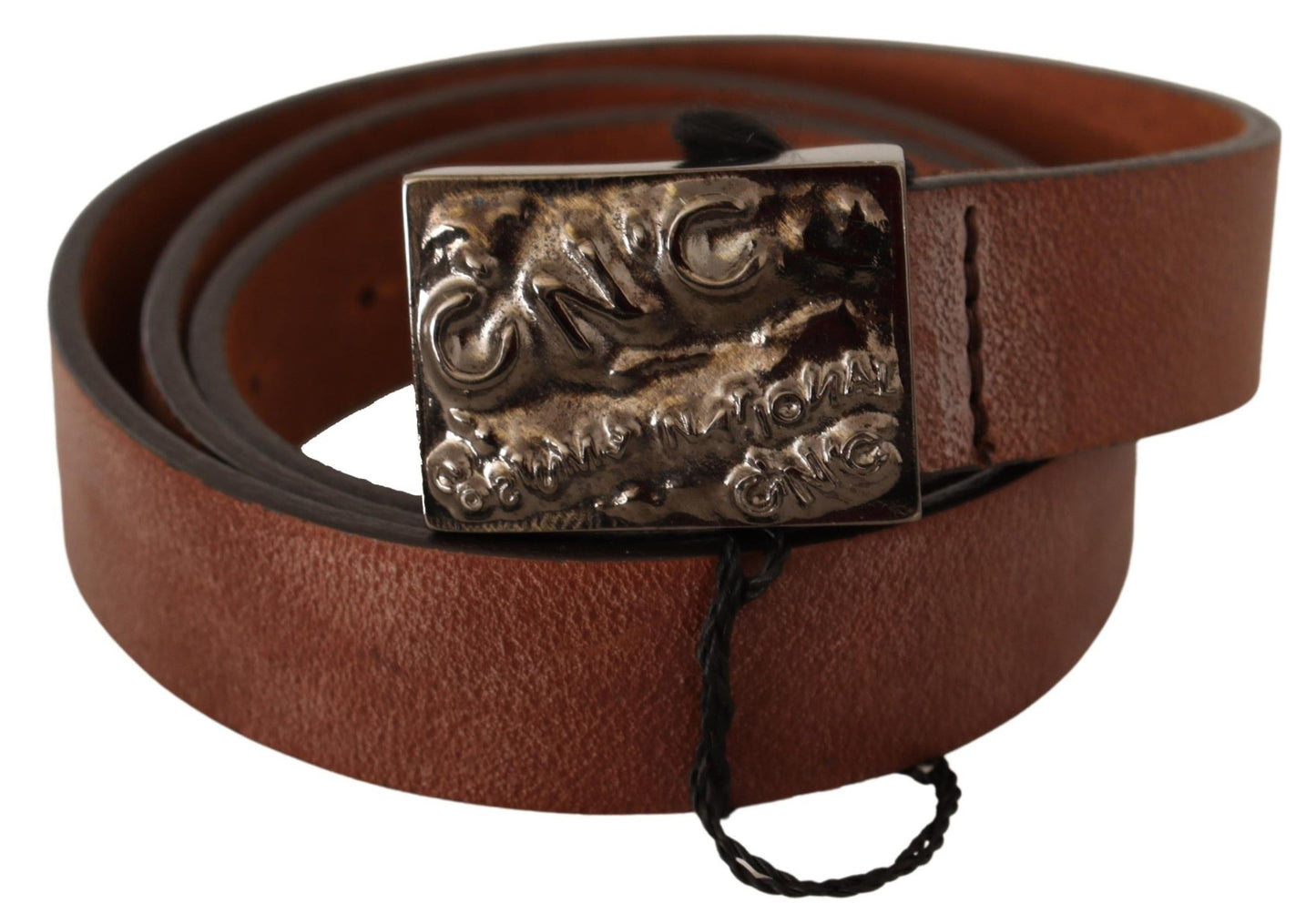 Costume National Chic Solid Brown Waist Belt with Logo Buckle