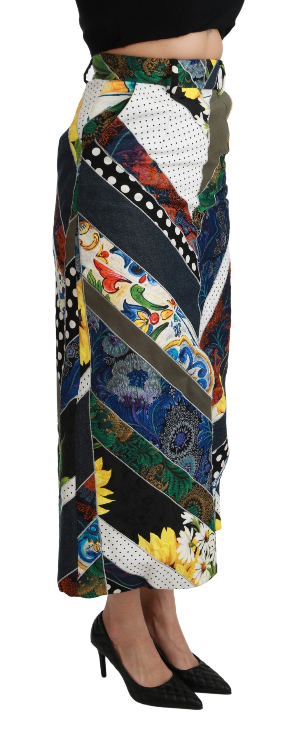 Dolce & Gabbana Elegant Geometric Print High-Waist Skirt