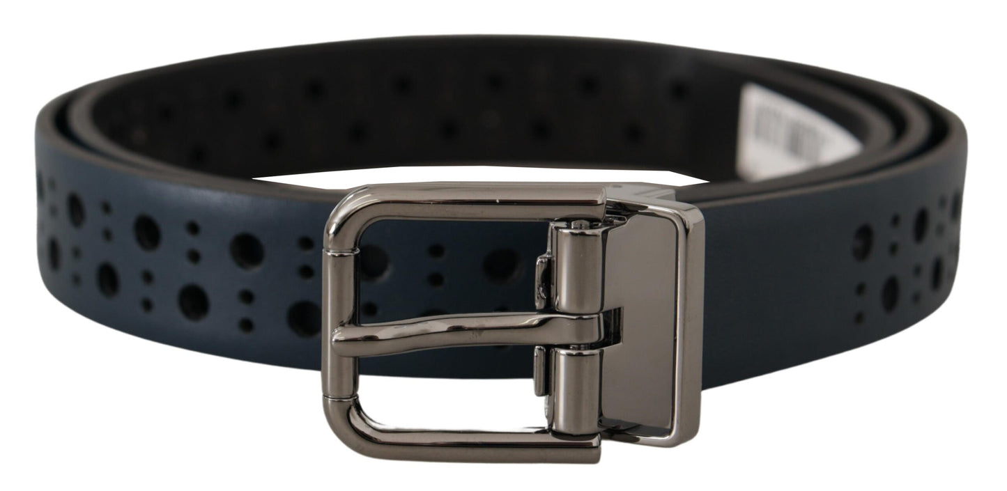 Dolce & Gabbana Elegant Navy Blue Leather Belt