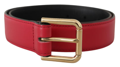 Dolce & Gabbana Elegant Red Leather Belt with Gold-Tone Buckle