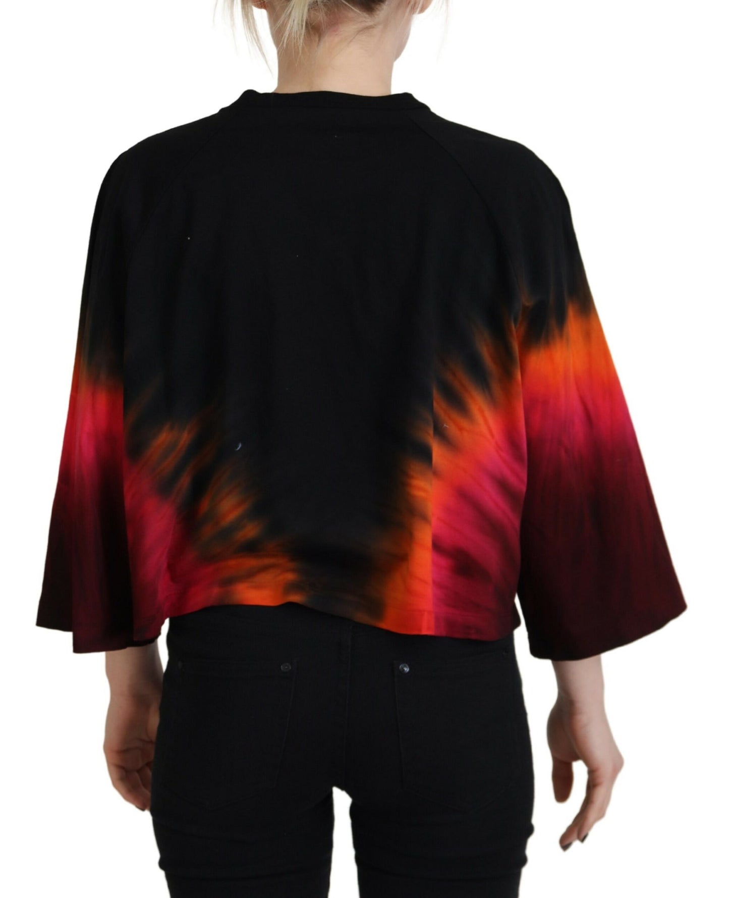 Dsquared² Black Cotton Tie Dye Crew Neck Casual Top