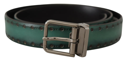 Dolce & Gabbana Elegant Leather Belt with Silver Tone Buckle