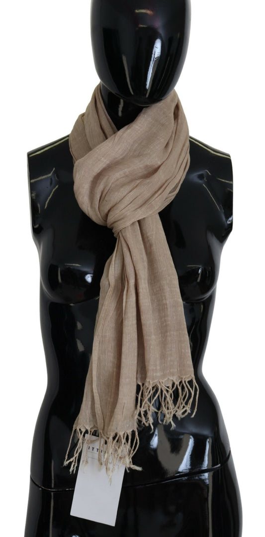 Costume National Chic Beige Fringed Scarf for Women