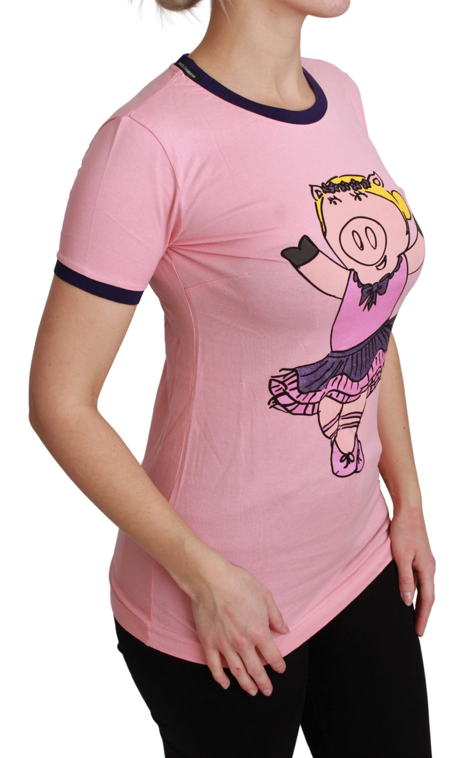 Dolce & Gabbana Pink Crewneck Year of the Pig T-Shirt