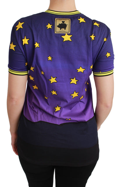 Dolce & Gabbana Elegant Crewneck Motive Tee in Purple