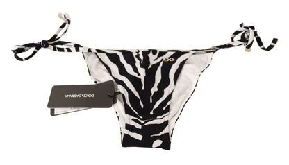 Dolce & Gabbana Zebra Print Chic Drawstring Bikini Bottom