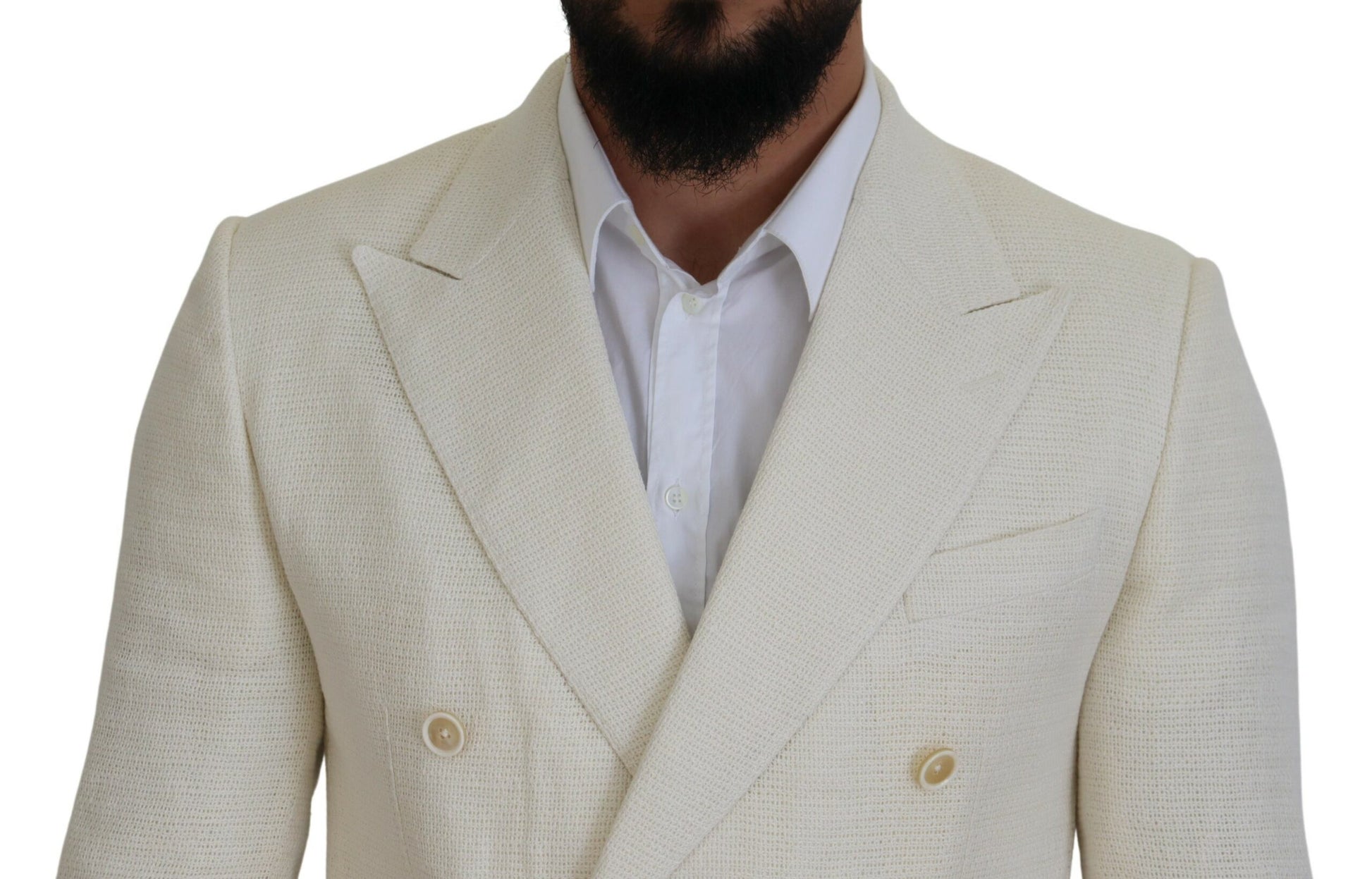 Dolce & Gabbana Elegant Off White Silk-Blend Suit