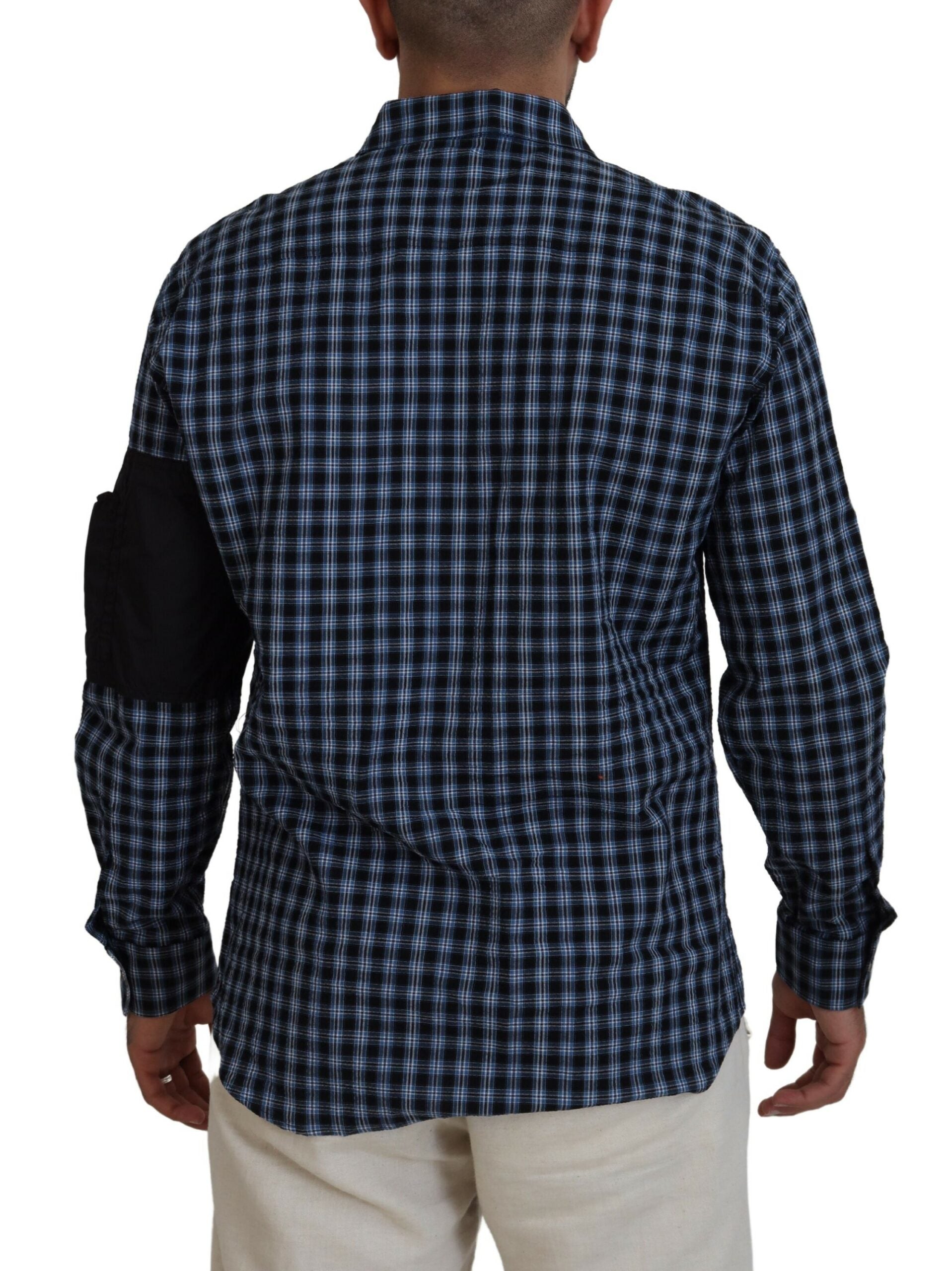 Dsquared² Multicolor Black Arm Plaid Men Long Sleeves Shirt