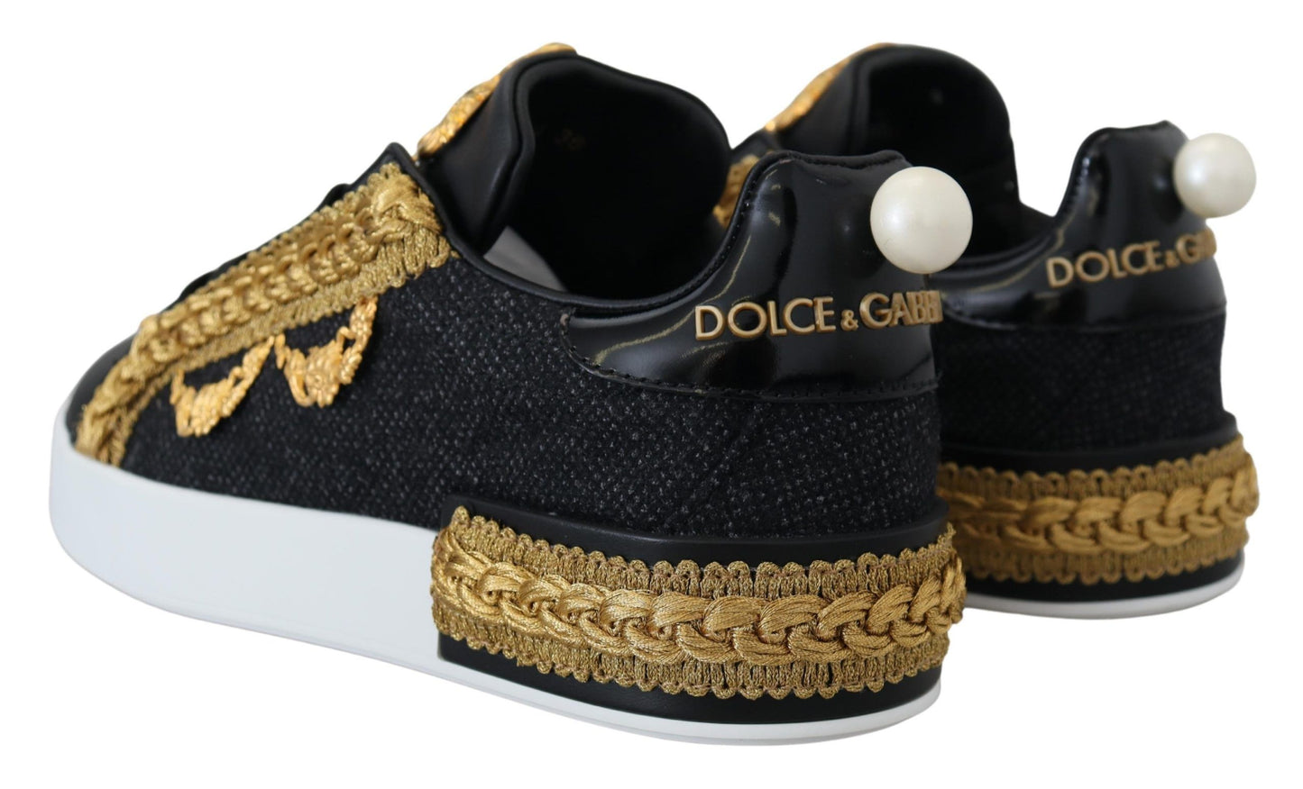 Dolce & Gabbana Elegant Portofino Leather Sneakers in Black