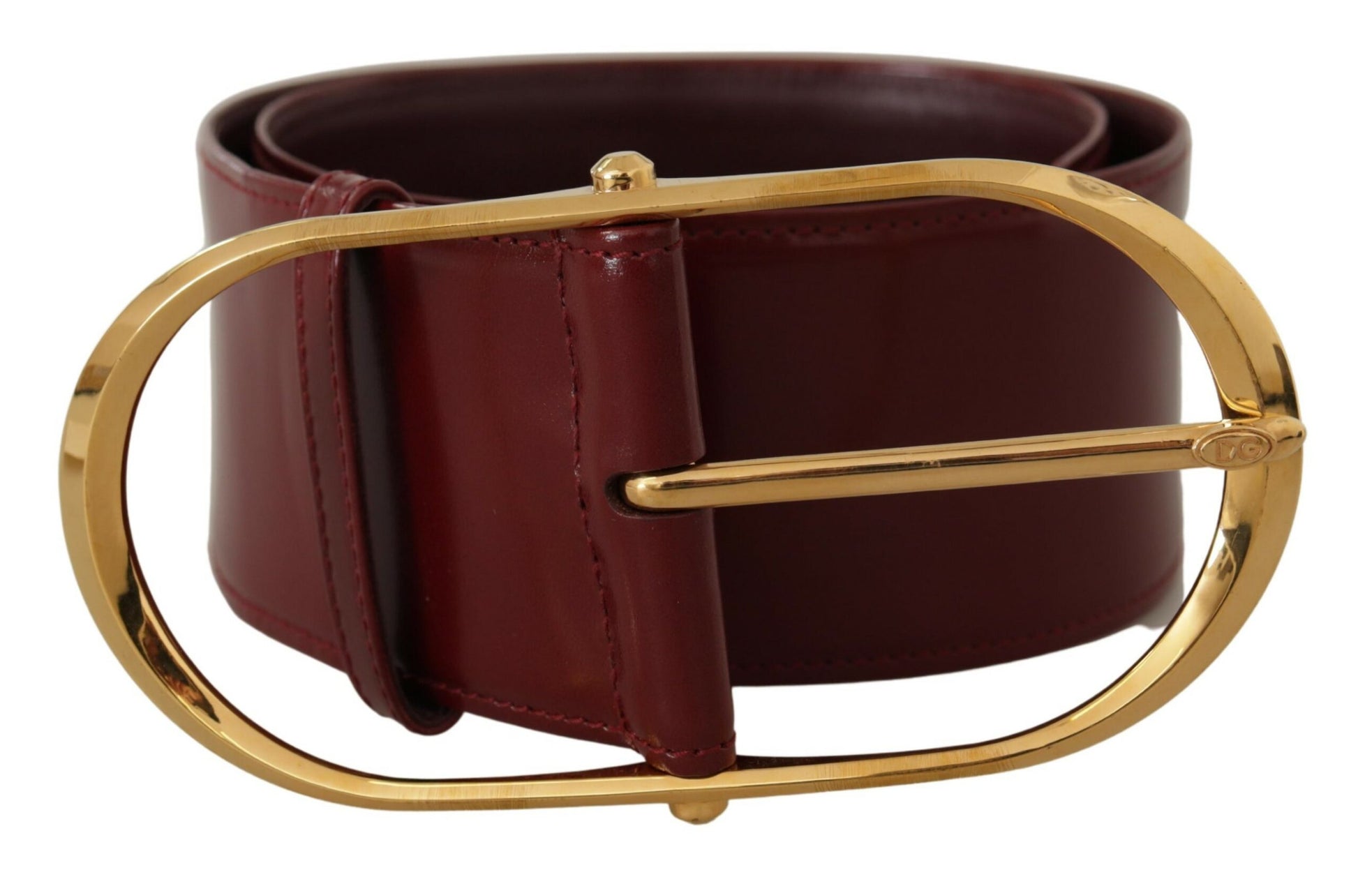 Dolce & Gabbana Engraved Logo Maroon Leather Belt